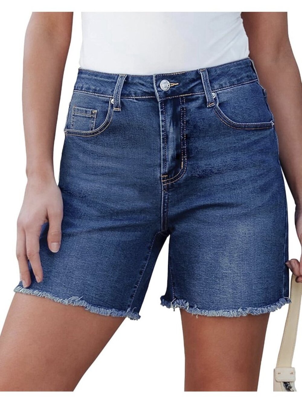 luvamia FleXclusive Denim Jean Raw Hem Mom Shorts XL